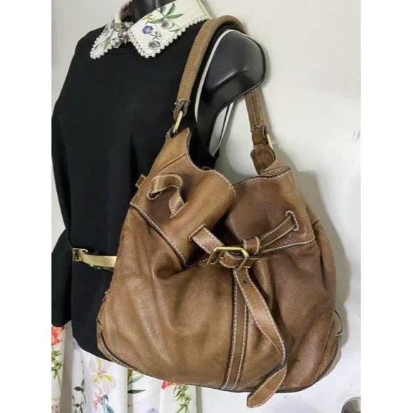 burberry vintage classic brown leather hobo bag - Picture 6 of 12